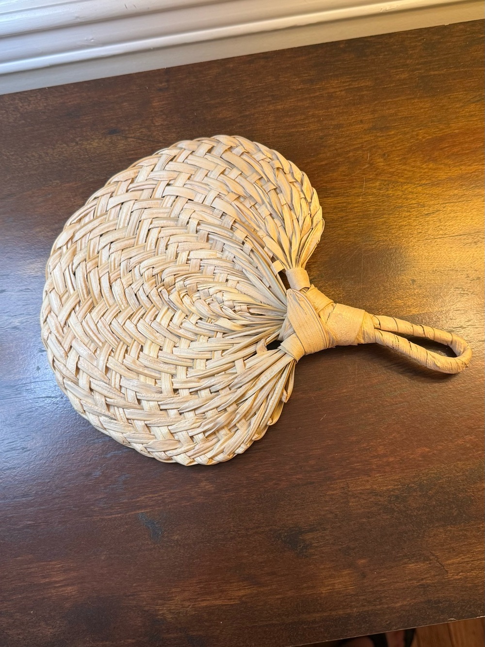 Woven Handheld Raffia Fan - Natural - Picture 2 of 3
